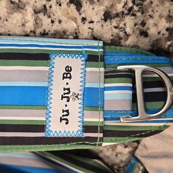 JU JU BE BETTER BEE STRIPED MESSANGER DIAPER BAG WITH CHANGING PAD. - Picture 5 of 11